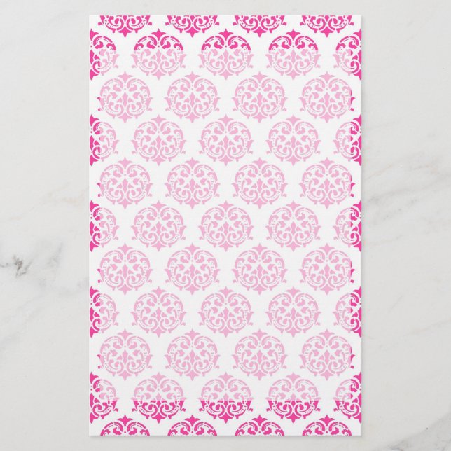 Papelaria Damasco rosa quente (Frente)