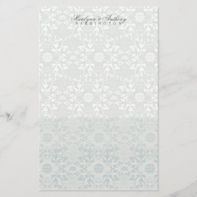 Papelaria Damask Swirls Lace Dream Obrigado Stationery (Frente)