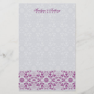Papelaria Damask Swirls Lace Orchid Obrigado Stationery
