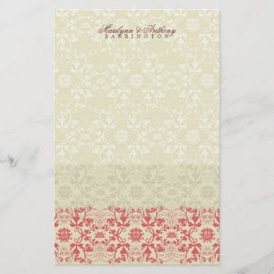 Papelaria Damask Swirls Lace Spice Obrigado Stationery