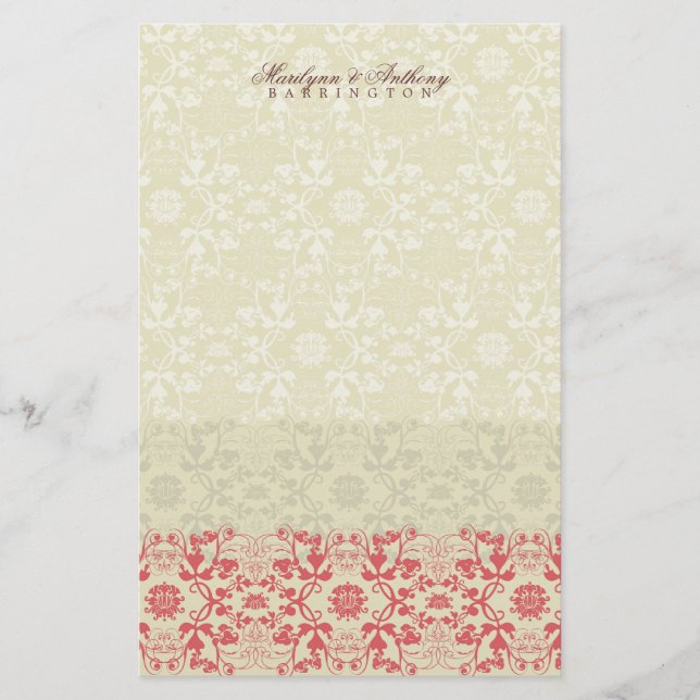 Papelaria Damask Swirls Lace Spice Obrigado Stationery (Frente)