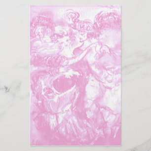 Papelaria DANÇA do CARNAVAL, branco cor-de-rosa