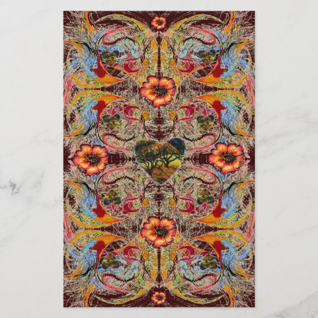 Papelaria Dark Heart Fantasy Floral Scrapbook Paper (Frente)