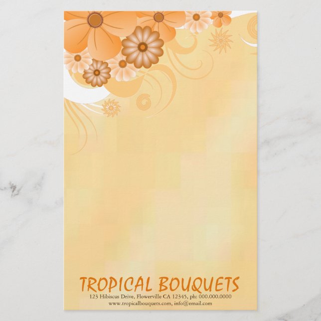 Papelaria Dark Ivory Dourado Hibiscus Florist Papel de carta (Frente)