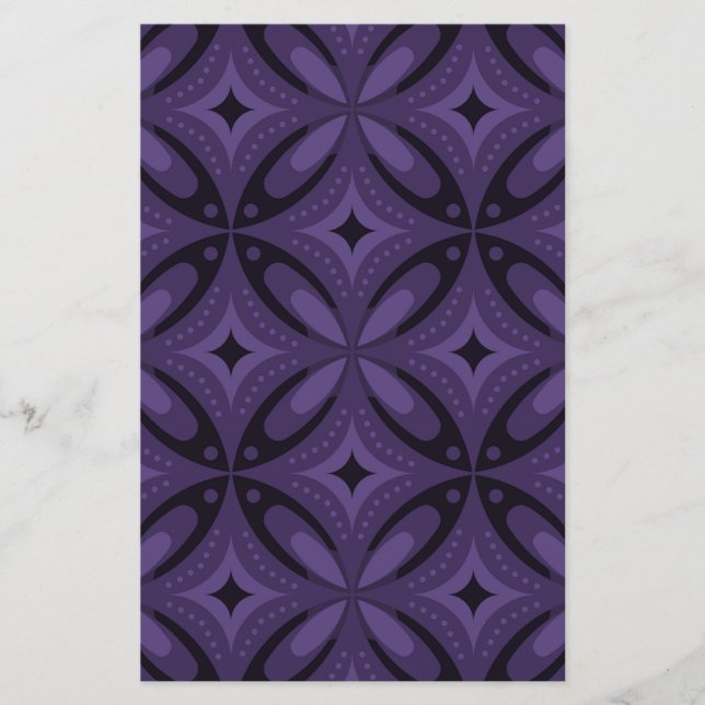 Papelaria Dark Purple Colored Retro Pattern (Frente)