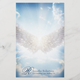 Papelaria de Anjo e Nuvens Monograma