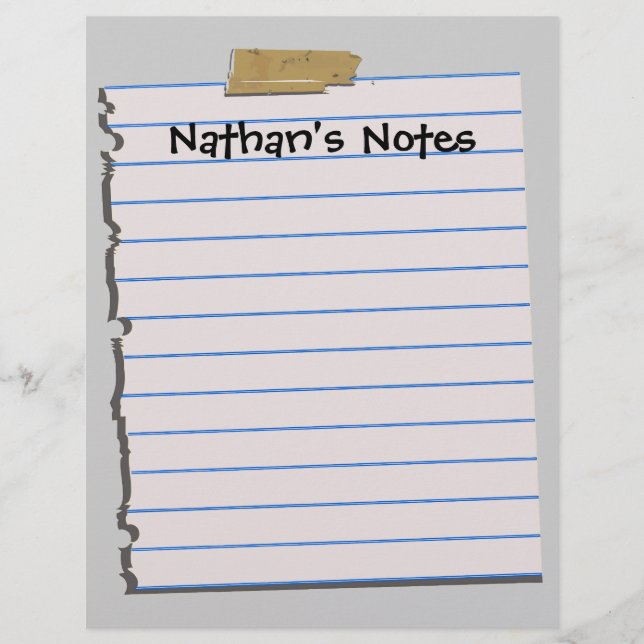 Papelaria de Cabeçalho das Notas de Nathan (Frente)