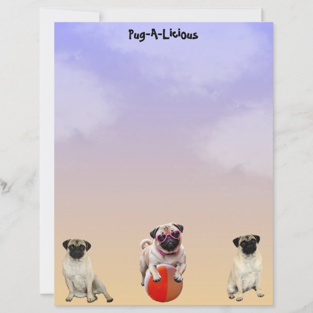 Papelaria de Cachorro Pug-A-Licious (Frente)