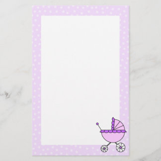Papelaria de Carruagem de Bebê Roxo