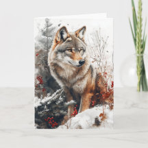 Papelaria de Cartão de Natal Lobo de Inverno