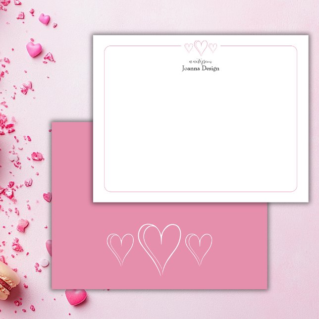 Papelaria de Cartão de Nota com Borda Rosa Doce e  (Criador carregado)