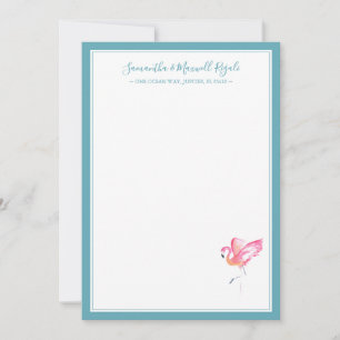 Papelaria de Cartões de Agradecimento Flamingo em