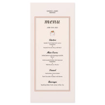 Papelaria de casamento elegante Menu de casamento