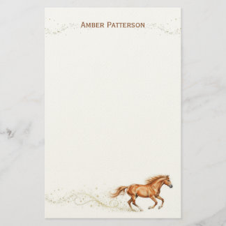 Papelaria de Cavalos Personalizada Cavalo Marrom B