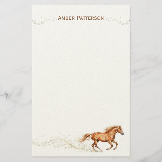 Papelaria de Cavalos Personalizada Cavalo Marrom B (Frente)