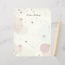 Papelaria de Coração com Estrelas Angustiadas do D