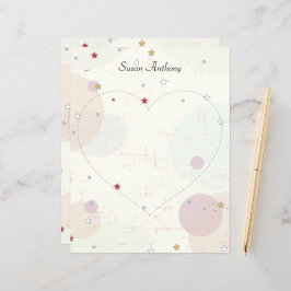 Papelaria de Coração com Estrelas Angustiadas do D