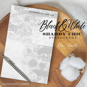 Papelaria de Design Shabby Chic Preto e Branco