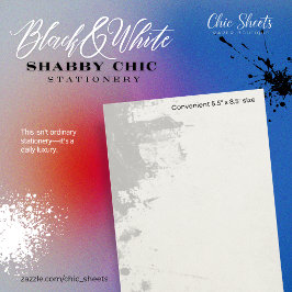 Papelaria de Design Shabby Chic Preto e Branco