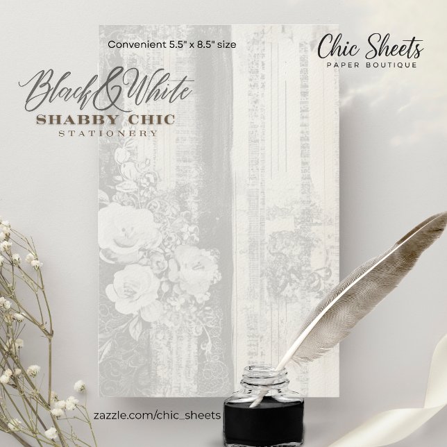 Papelaria de Design Shabby Chic Preto e Branco (Criador carregado)