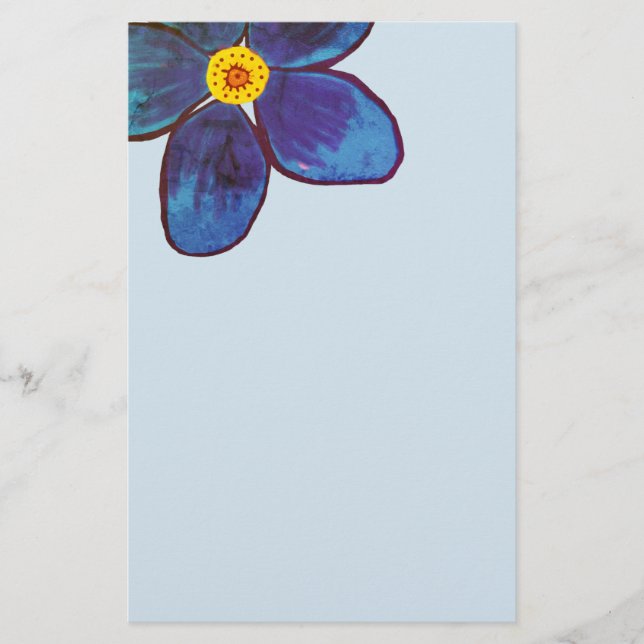 Papelaria de Estação de Flor de Primavera Azul (Frente)