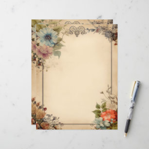 Papelaria de Jornal de Lixo Floral Shabby Chic