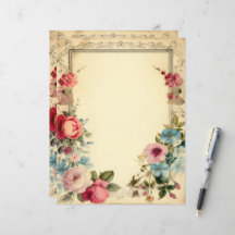 Papelaria de Jornal de Lixo Floral Shabby Chic