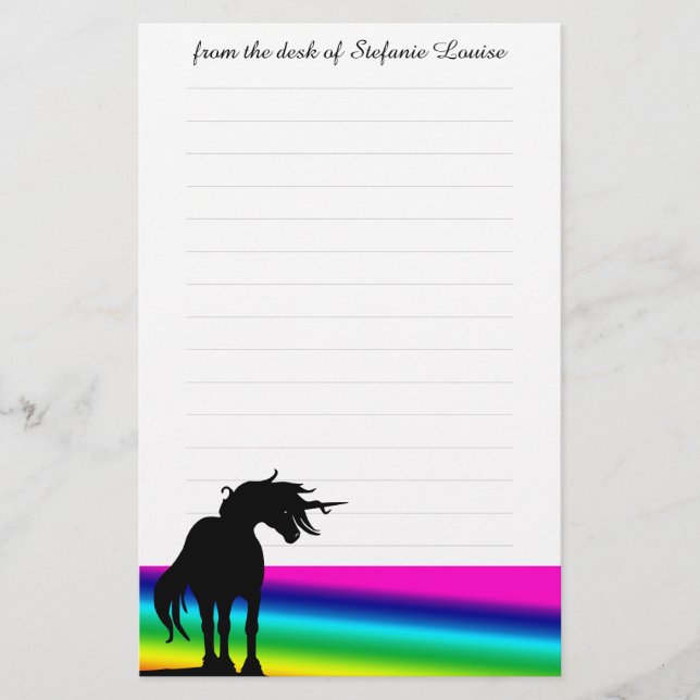 Papelaria de Mane Unicórn Flutuante com linhas (ar (Frente)