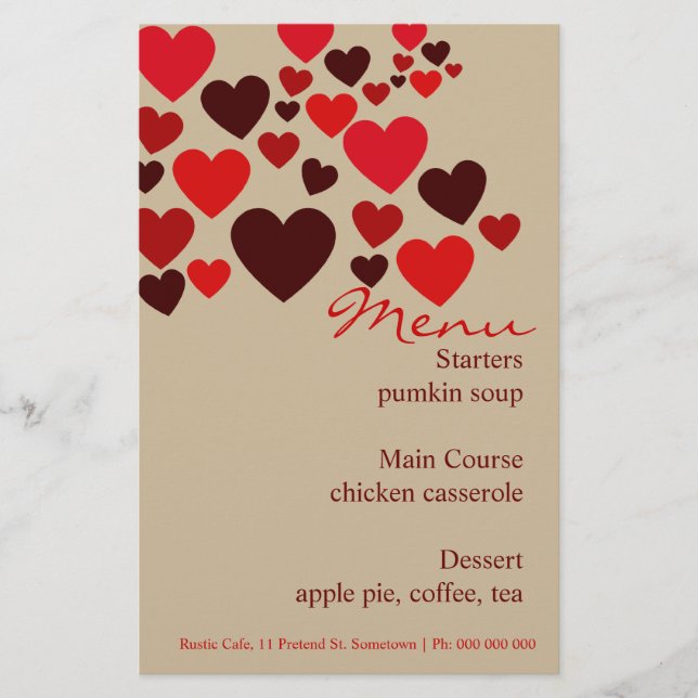 Papelaria de Menu de Casamento de Café Love (Frente)