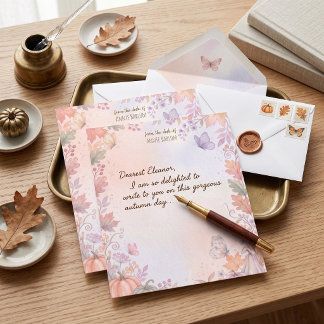Papelaria de Mesa Personalizada Boho Outono Abóbor