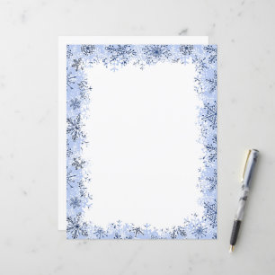 Papelaria de Natal com flocos de neve azuis