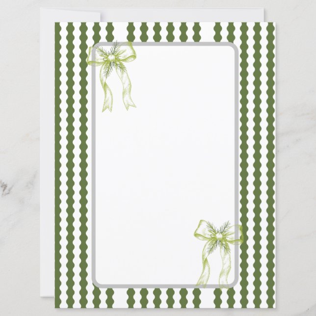 Papelaria de Natal com Listras Verdes e Brancas (Frente)