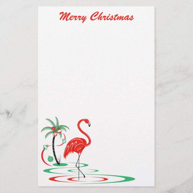 Papelaria de Natal Red Christmas Flamingo Merry (Frente)