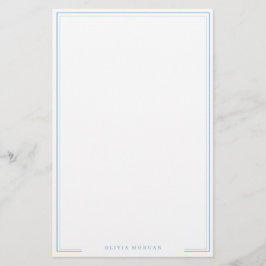 Papelaria de Nome com Borda Azul Simples Vertical