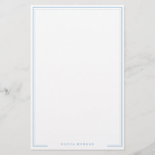 Papelaria de Nome com Borda Azul Simples Vertical