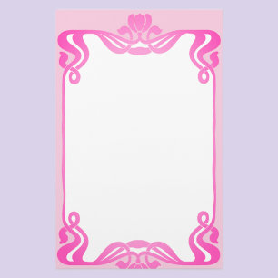 Papelaria de papelaria fronteira Art Nouveau rosa