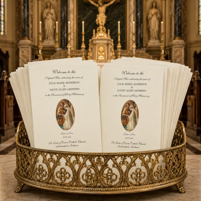 Papelaria de Programa de Casamento Católico Elegan (Criador carregado)