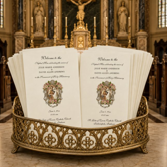 Papelaria de Programa de Casamento Católico Elegan (Criador carregado)