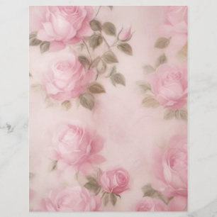 Papelaria de Rosas Pálidas e Bonitas Rosa