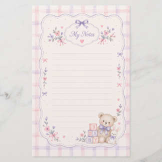 Papelaria de Urso de Pelúcia Fofo | Papel de Carta