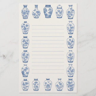 Papelaria de Vaso de Chinoiserie Azul – Lined Eleg
