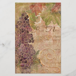 Papelaria Decoração inicial de vinheta de uvas envelhecidas
