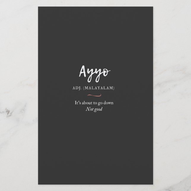 Papelaria definição de camisa malaialam (Frente)