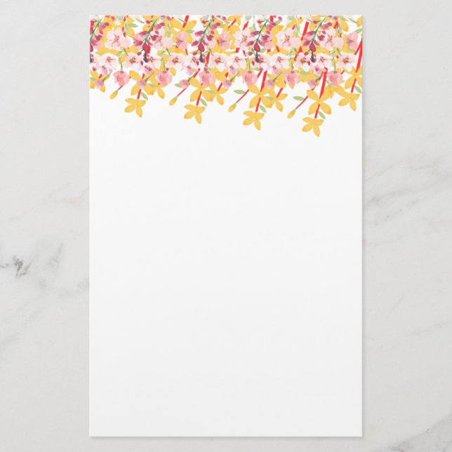 Papelaria Delicate Garden Floral Monogram Stationery Paper (Frente)