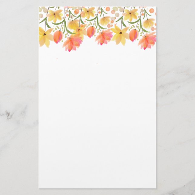 Papelaria Delicate Garden Floral Monogram Stationery Paper (Frente)