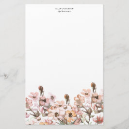 Papelaria Delicate Garden Floral Monogram Stationery Paper