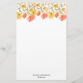 Papelaria Delicate Garden Floral Monogram Stationery Paper