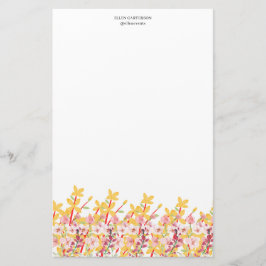 Papelaria Delicate Garden Floral Monogram Stationery Paper