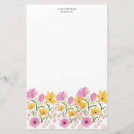 Papelaria Delicate Garden Floral Monogram Stationery Paper