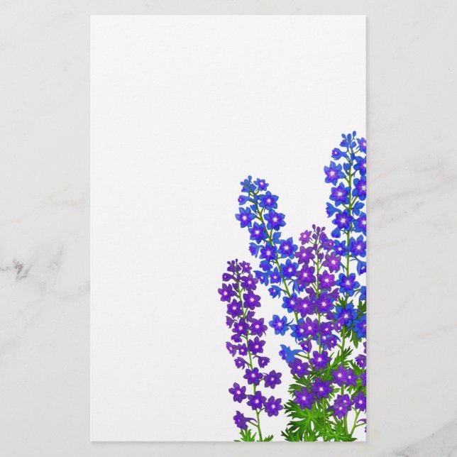 Papelaria Delphinium Larkspur Garden Stationery (Frente)
